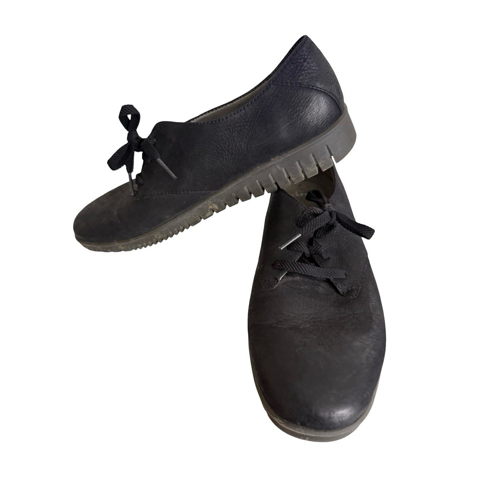 Women's 41 10.5 Dansko Libbie Black Burnished Calf Leather Lace Up Oxford Shoes